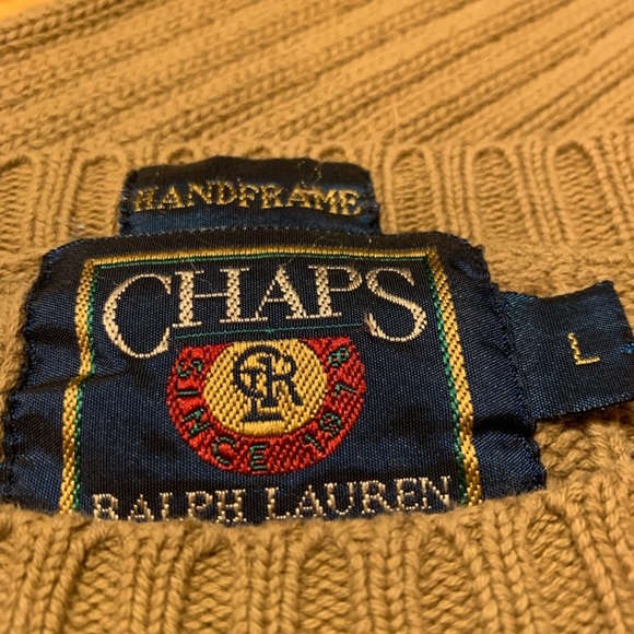 Chaps x Ralph Lauren Men’s Large Tan-Green Sweater - Picture 6 of 6